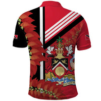 Trinidad and Tobago Polo Shirt Coat Of Arms With Chaconia Flower