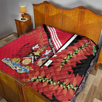 Trinidad and Tobago Quilt Coat Of Arms With Chaconia Flower
