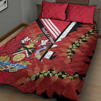 Trinidad and Tobago Quilt Bed Set Coat Of Arms With Chaconia Flower
