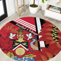 Trinidad and Tobago Round Carpet Coat Of Arms With Chaconia Flower