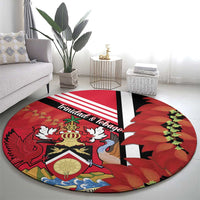 Trinidad and Tobago Round Carpet Coat Of Arms With Chaconia Flower