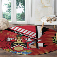 Trinidad and Tobago Round Carpet Coat Of Arms With Chaconia Flower