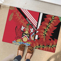 Trinidad and Tobago Rubber Doormat Coat Of Arms With Chaconia Flower