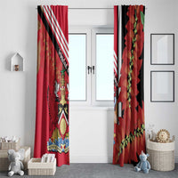 Trinidad and Tobago Window Curtain Coat Of Arms With Chaconia Flower