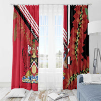 Trinidad and Tobago Window Curtain Coat Of Arms With Chaconia Flower