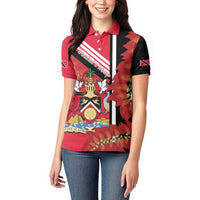 Trinidad and Tobago Women Polo Shirt Coat Of Arms With Chaconia Flower