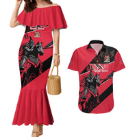 Custom Trinidad and Tobago Cricket Couples Matching Mermaid Dress and Hawaiian Shirt Come On Trinbago Knight Riders