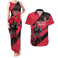 Custom Trinidad and Tobago Cricket Couples Matching Tank Maxi Dress and Hawaiian Shirt Come On Trinbago Knight Riders