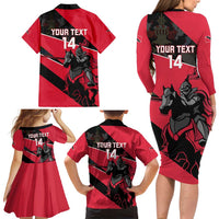 Custom Trinidad and Tobago Cricket Family Matching Long Sleeve Bodycon Dress and Hawaiian Shirt Come On Trinbago Knight Riders