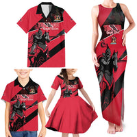 Custom Trinidad and Tobago Cricket Family Matching Tank Maxi Dress and Hawaiian Shirt Come On Trinbago Knight Riders