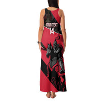 Custom Trinidad and Tobago Cricket Family Matching Tank Maxi Dress and Hawaiian Shirt Come On Trinbago Knight Riders