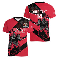 Custom Trinidad and Tobago Cricket Women V-Neck T-Shirt Come On Trinbago Knight Riders