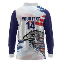 USA 2026 Rugby Custom Long Sleeve Polo Shirt Go Eagle Brushes Style