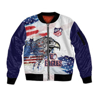 USA 2026 Rugby Custom Sleeve Zip Bomber Jacket Go Eagle Brushes Style