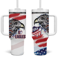 USA 2026 Rugby Custom Tumbler With Handle Go Eagle Brushes Style