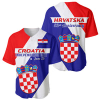 June 25 Croatia Baseball Jersey Independence Day Hrvatska Coat Of Arms 32nd Anniversary - Wonder Print Shop
