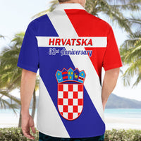 June 25 Croatia Hawaiian Shirt Independence Day Hrvatska Coat Of Arms 32nd Anniversary - Wonder Print Shop