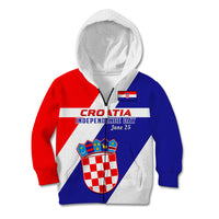 June 25 Croatia Kid Hoodie Independence Day Hrvatska Coat Of Arms 32nd Anniversary - Wonder Print Shop