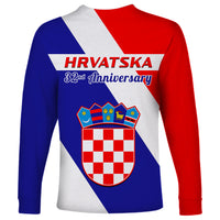 June 25 Croatia Long Sleeve Shirt Independence Day Hrvatska Coat Of Arms 32nd Anniversary - Wonder Print Shop