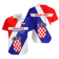 Personalised June 25 Croatia Hawaiian Shirt Independence Day Hrvatska Coat Of Arms 32nd Anniversary - Wonder Print Shop