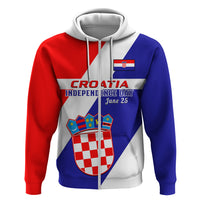 Custom June 25 Croatia Hoodie Independence Day Hrvatska Coat Of Arms 32nd Anniversary - Wonder Print Shop