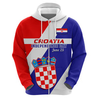 Custom June 25 Croatia Hoodie Independence Day Hrvatska Coat Of Arms 32nd Anniversary - Wonder Print Shop