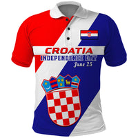 Custom June 25 Croatia Polo Shirt Independence Day Hrvatska Coat Of Arms 32nd Anniversary - Wonder Print Shop