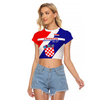 Personalised June 25 Croatia Raglan Cropped T Shirt Independence Day Hrvatska Coat Of Arms 32nd Anniversary - Wonder Print Shop