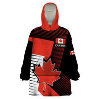 July 1 Canada Wearable Blanket Hoodie Independence Day with Canadian Maple Leaf - Wonder Print Shop