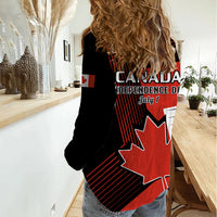 July 1 Canada Women Casual Shirt Independence Day with Canadian Maple Leaf - Wonder Print Shop