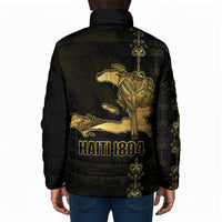 Afro-Haitians Ayiti Cherie Padded Jacket Haiti Map Kanson Wouj Veve Vodou