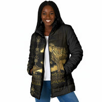 Afro-Haitians Ayiti Cherie Padded Jacket Haiti Map Kanson Wouj Veve Vodou