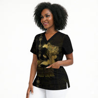 Afro-Haitians Ayiti Cherie Scrub Top Haiti Map Kanson Wouj Veve Vodou