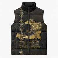 Afro-Haitians Ayiti Cherie Sleeveless Puffer Jacket Haiti Map Kanson Wouj Veve Vodou