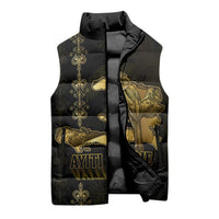 Afro-Haitians Ayiti Cherie Sleeveless Puffer Jacket Haiti Map Kanson Wouj Veve Vodou