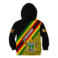 Zimbabwe Kid Hoodie African Pattern With Flag Style - Wonder Print Shop