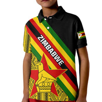 Zimbabwe Kid Polo Shirt African Pattern With Flag Style - Wonder Print Shop