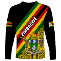 Zimbabwe Long Sleeve Shirt African Pattern With Flag Style - Wonder Print Shop