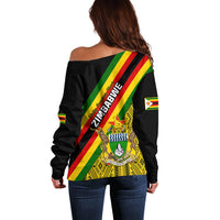 Zimbabwe Off Shoulder Sweater African Pattern With Flag Style - Wonder Print Shop