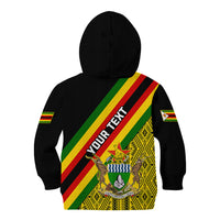 Personalised Zimbabwe Kid Hoodie African Pattern With Flag Style - Wonder Print Shop