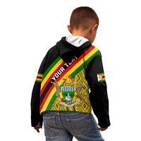 Personalised Zimbabwe Kid Hoodie African Pattern With Flag Style - Wonder Print Shop