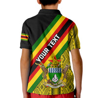 Personalised Zimbabwe Kid Polo Shirt African Pattern With Flag Style - Wonder Print Shop