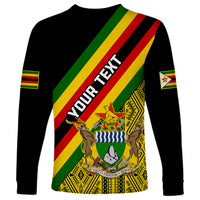 Personalised Zimbabwe Long Sleeve Shirt African Pattern With Flag Style - Wonder Print Shop