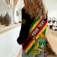 Personalised Zimbabwe Women Casual Shirt African Pattern With Flag Style - Wonder Print Shop