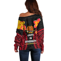 Polynesian Pride Independence PNG Off Shoulder Sweater Papua New Guinea Since 1975 - Wonder Print Shop