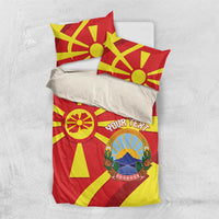 Macedonia National Day Bedding Set Makedonija Flag Curves Style