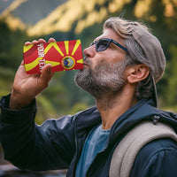 Macedonia National Day 4 in 1 Can Cooler Tumbler Makedonija Flag Curves Style