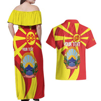 Macedonia National Day Couples Matching Off Shoulder Maxi Dress and Hawaiian Shirt Makedonija Flag Curves Style