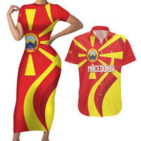 Macedonia National Day Couples Matching Short Sleeve Bodycon Dress and Hawaiian Shirt Makedonija Flag Curves Style