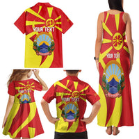 Macedonia National Day Family Matching Tank Maxi Dress and Hawaiian Shirt Makedonija Flag Curves Style
